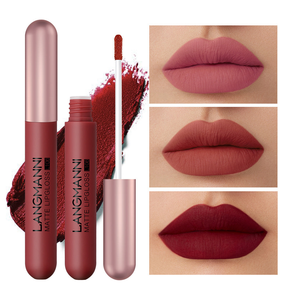 Juego de 6 glosses de labios mate de terciopelo para maquillaje de mujer C