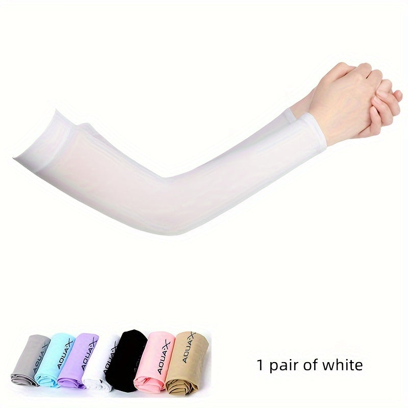 Mangas de brazo de tela de hielo de nylon elástico alto con protección UV para actividades al aire libre
