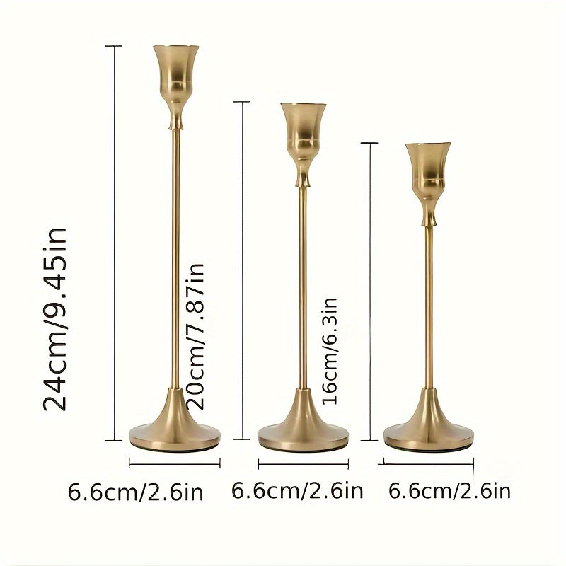 Set of 3 Metal Candle Holders for Table Decoration Christmas Halloween Weddings Parties