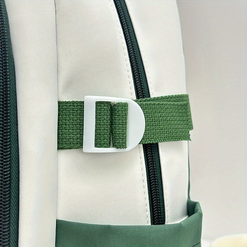 Two-Tone Water-Resistant Nylon Backpack for Students Casual Daypack with Organized Storage