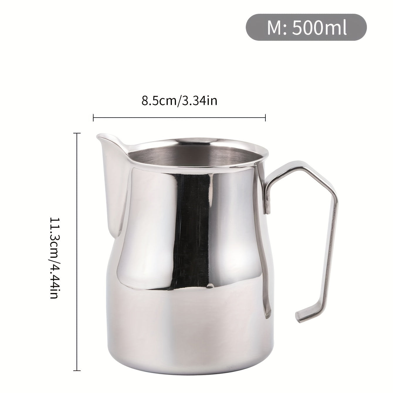 Stainless Steel Milk Frothing Pitcher with Pointed Mouth, Silver, Barista Art