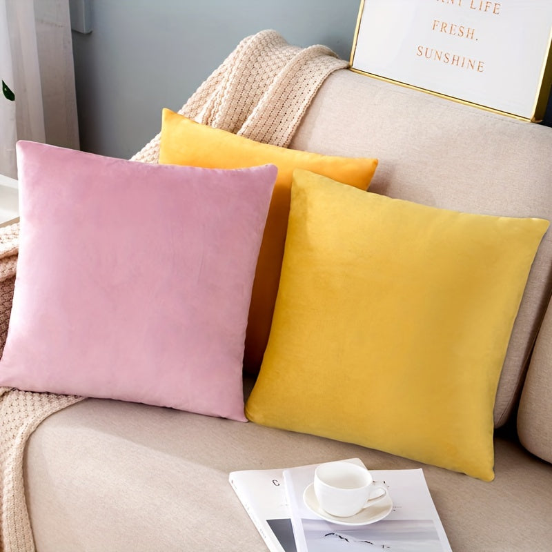 Velvet Solid Color Throw Pillow Cover 45cm x 45cm for Sofa Bed Living Room Home Decor