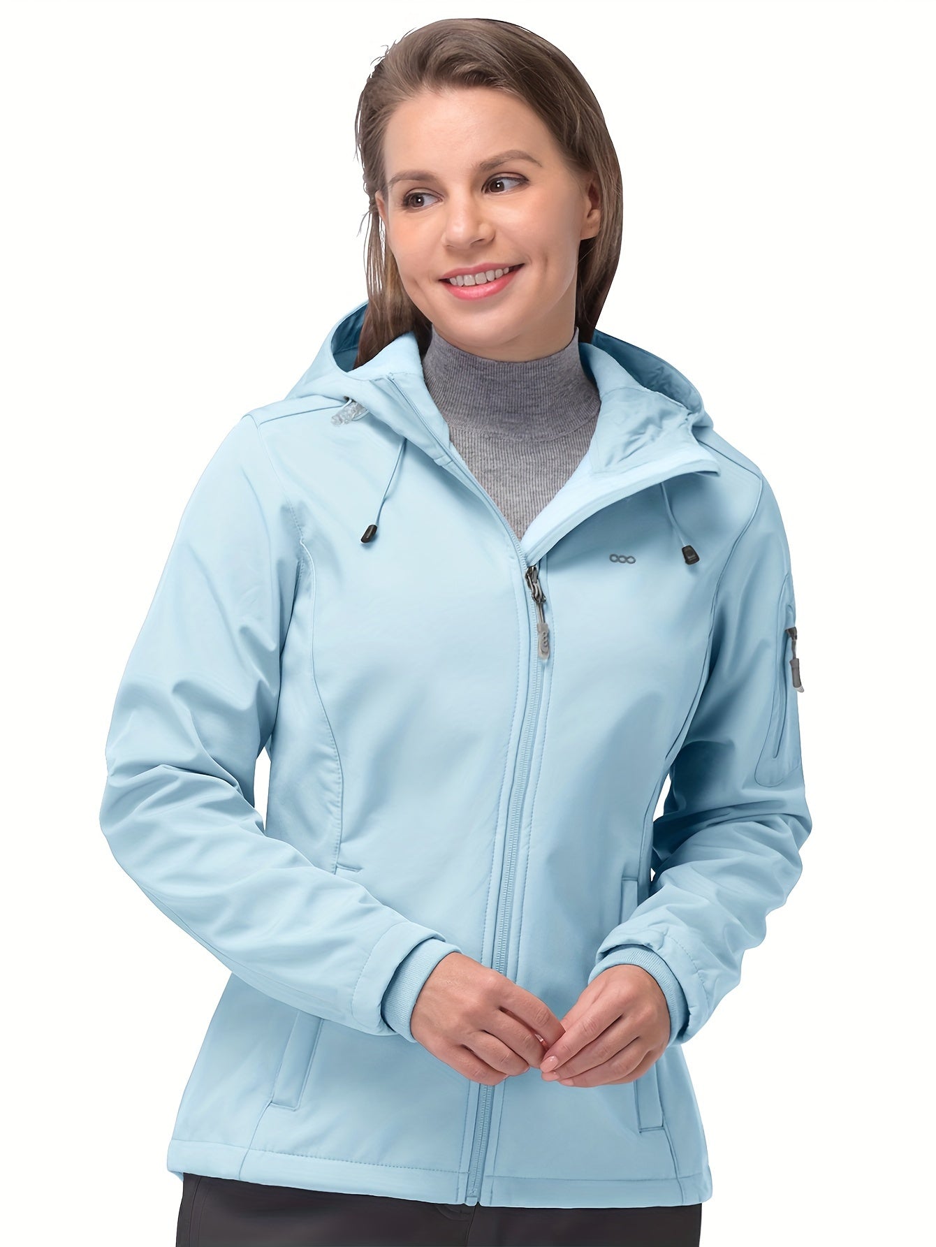 Women's Softshell Windproof Hooded Jacket Fleece Lined Warm Lightweight Outdoor