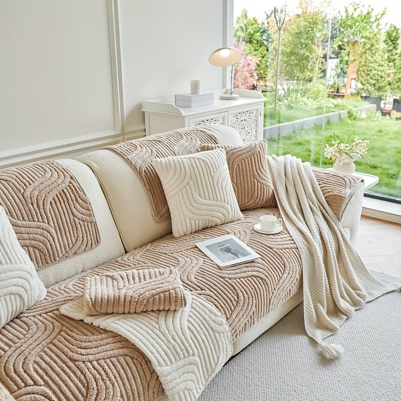 Klassik Stripe Divan qopqog'i, sirpanmaydigan, itga do'st polyester himoya, kreslo, divan, 3-4 o'rinli bo'lakli bo'lak