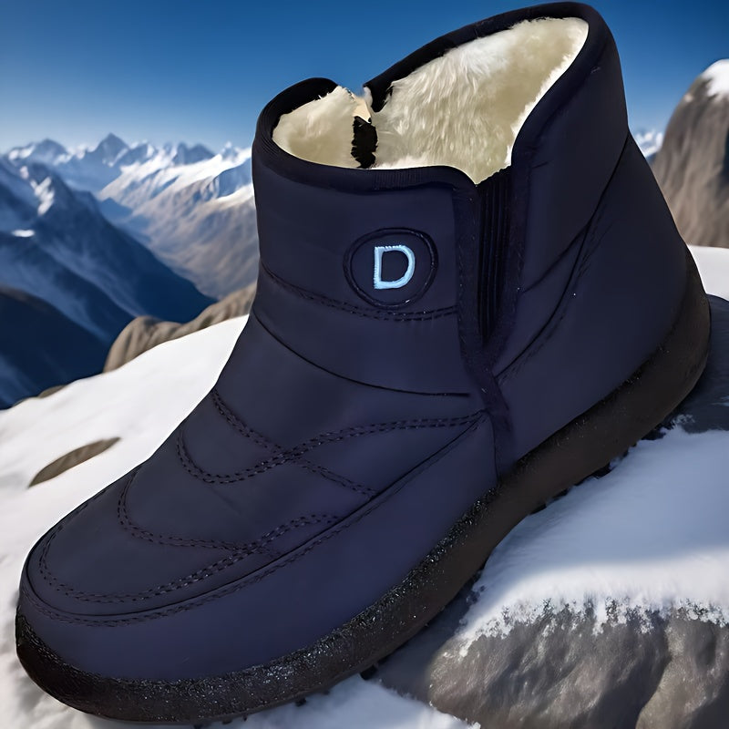 Plus Size Fleece-Lined Winter Boots Thick Plush Warm Outdoor Shoes