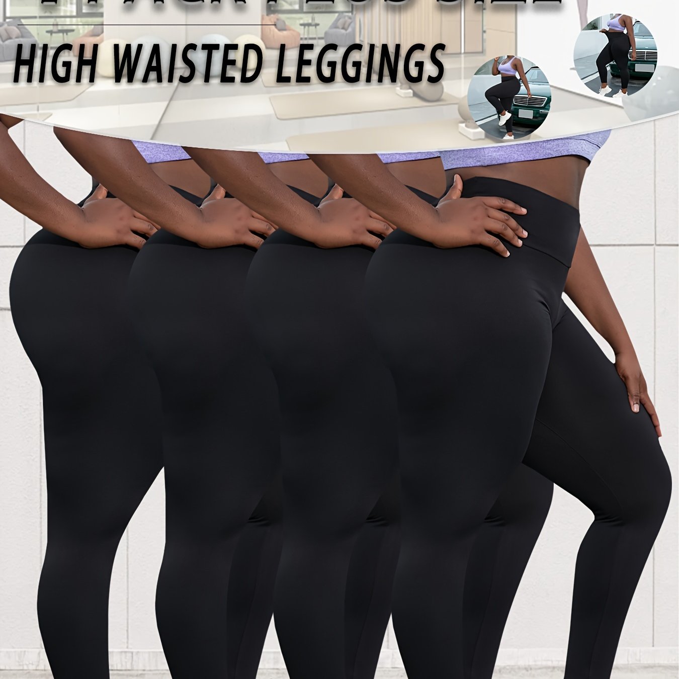 Plus Size High-Waisted Leggings for Women Soft Tummy Control Yoga Running