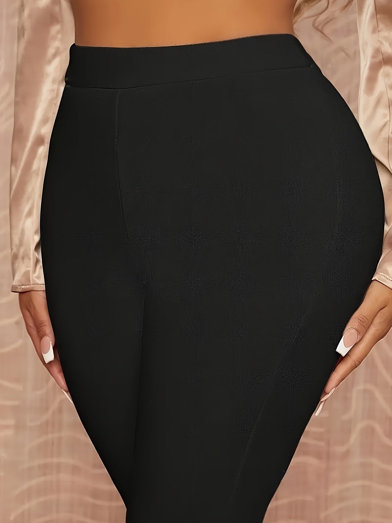 Pantalones de pierna recta de cintura alta para mujer, tela de punto sólida, para todas las estaciones