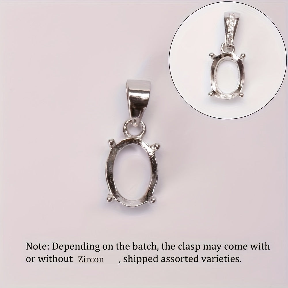 Sterling Silver Oval Prong Bezel Setting for DIY Pendant Charm Tray Various Sizes
