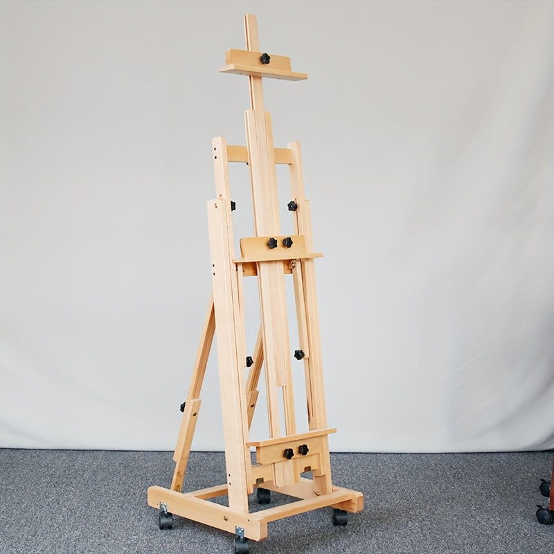 Portable Wooden Easel for Artists Adjustable Height and Angle Khaki