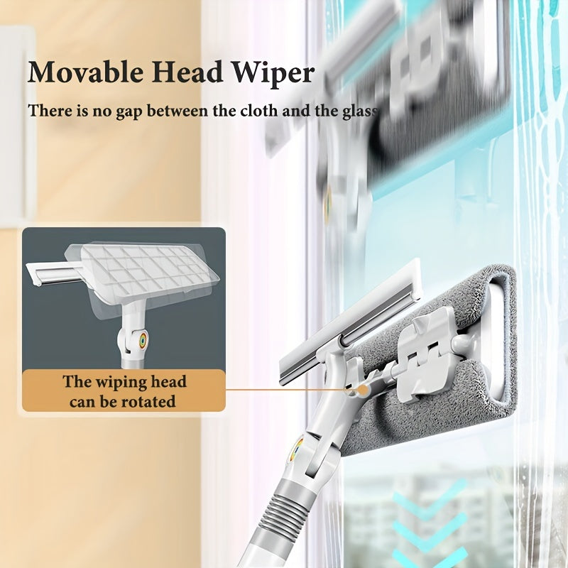 Ko'p funksiyali deraza qizg'ich - Buriladigan bosh bilan - Po'lat va plastikdan tayyorlangan, shisha, pol, devor, mebel va tashqi yuzalar uchun ajoyib - Elektr energiyasini talab qilmaydi