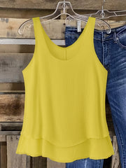 Plus Size Double-Layer Woven Tank Top for Women Sleeveless Orange