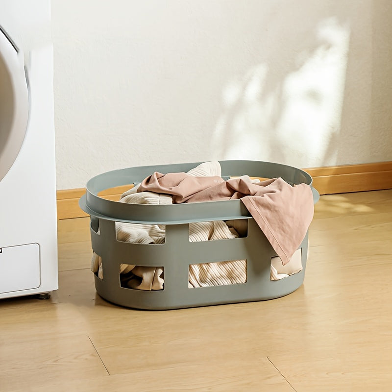 Large Capacity Plastic Laundry Basket with Multiple Compartments for Clothes and Toys