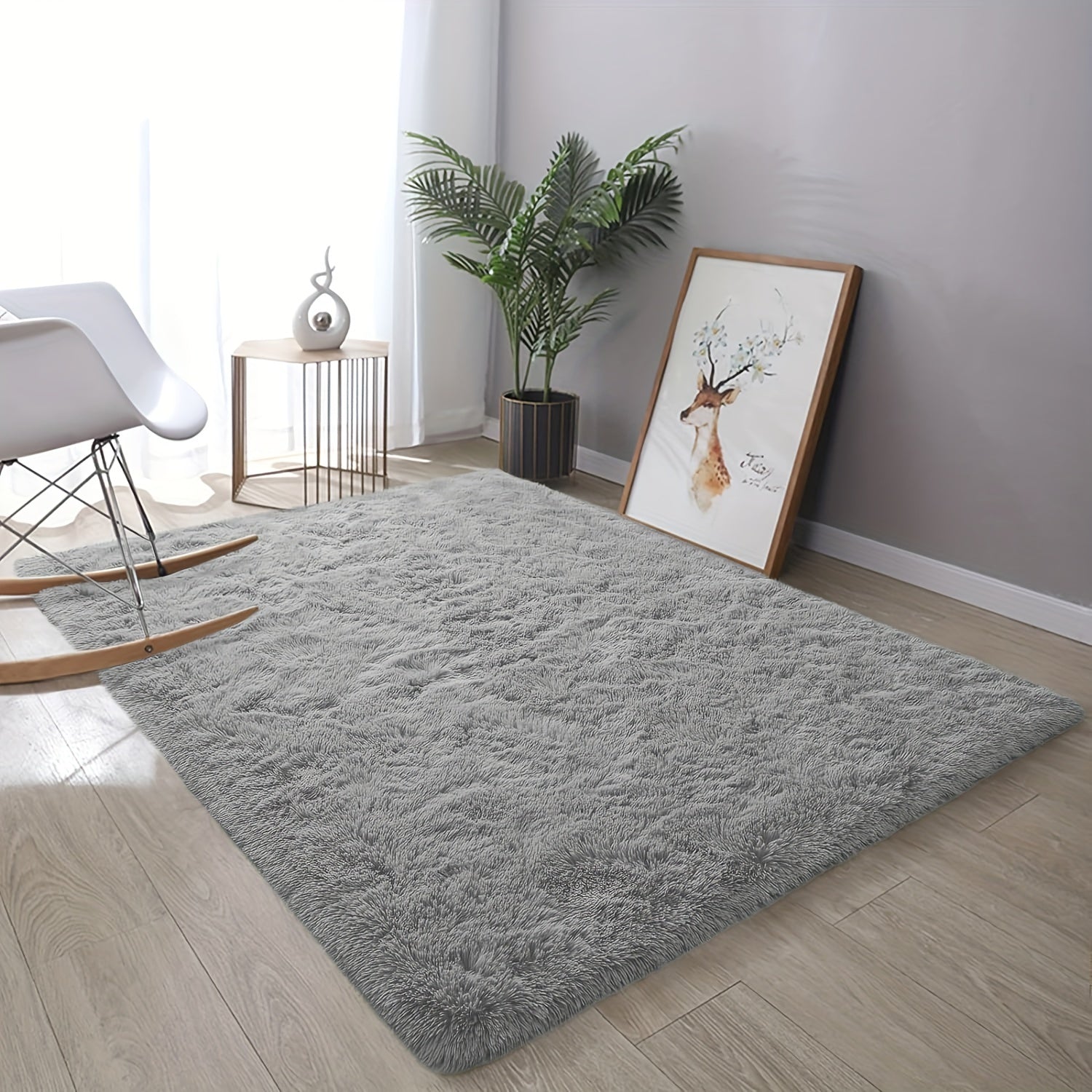 Soft Shaggy Tie-Dye Area Rug, Indoor, 70x70cm, Machine Washable