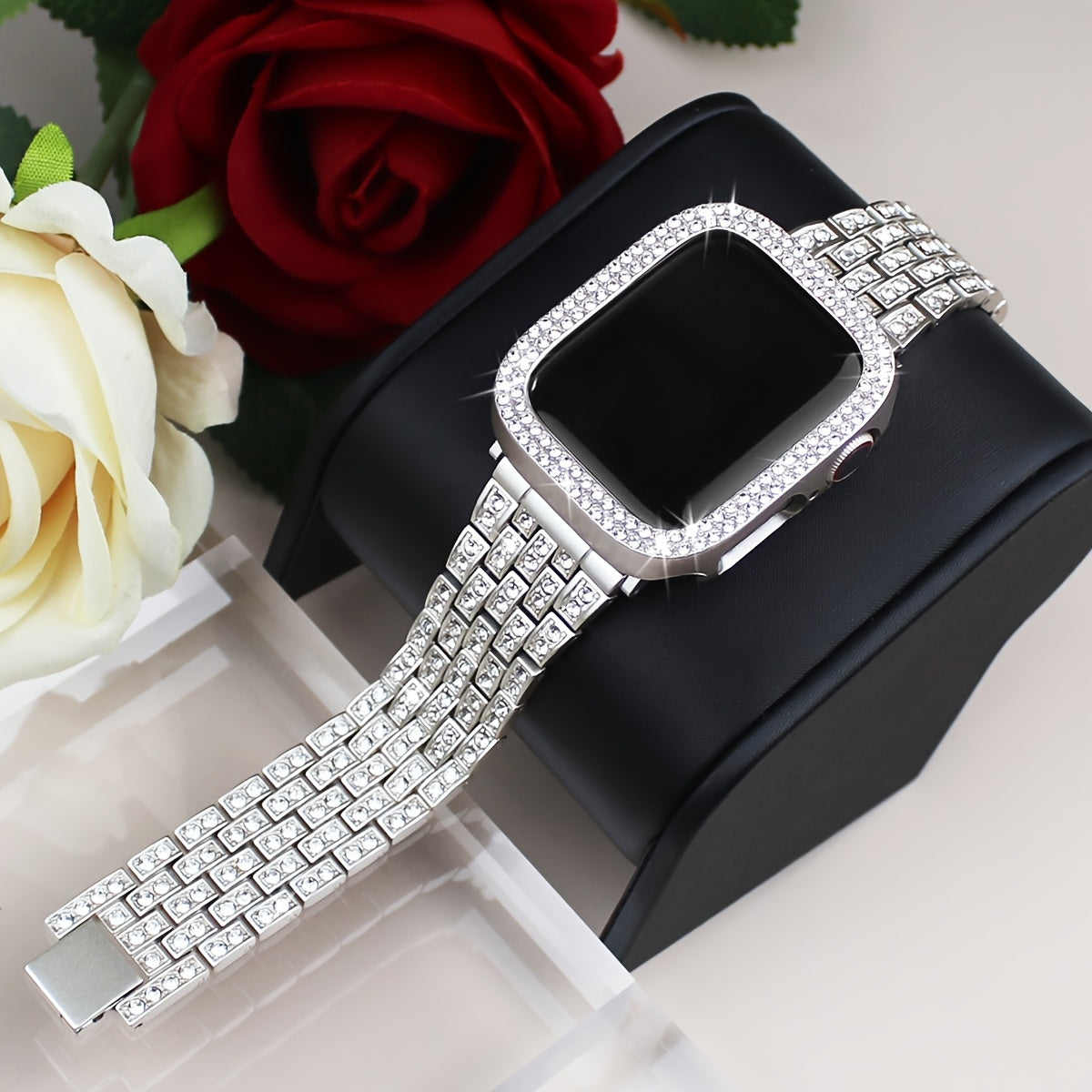 Women's Rhinestone Watch Band with Protective Case for Apple Watch 40mm 45mm