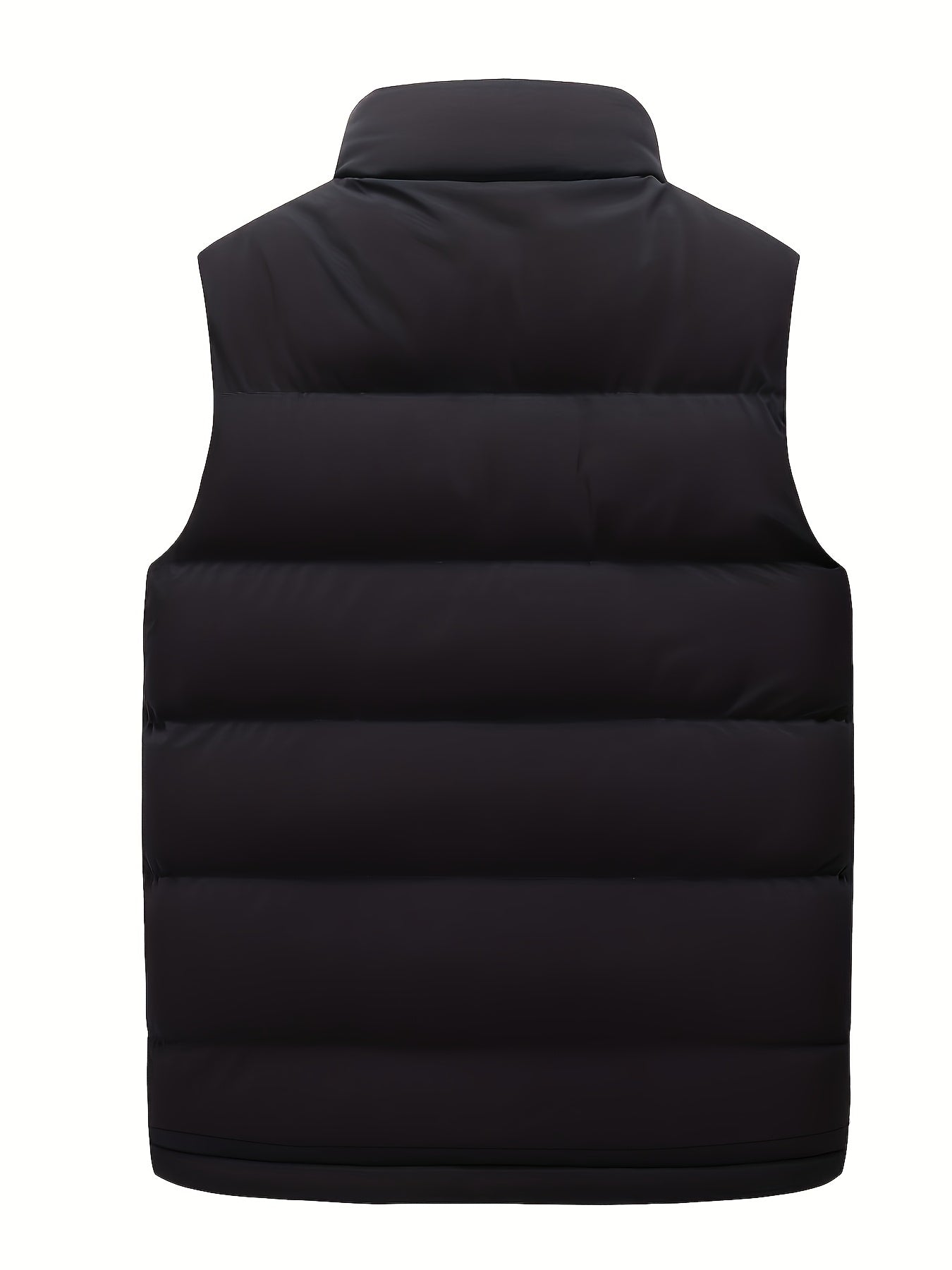 Men's Plus Size Sleeveless Padded Vest with Stand Collar and Chest Pockets