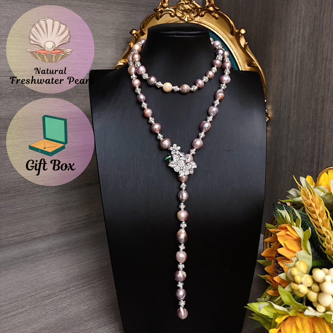 Zamonaviy Shirin Suv Barokko Marvarid Sviter Marjon - Har kuni kiyish va tadbirlar uchun mukammal uzun zanjir aksessuar, Sovg'a qutisida keladi