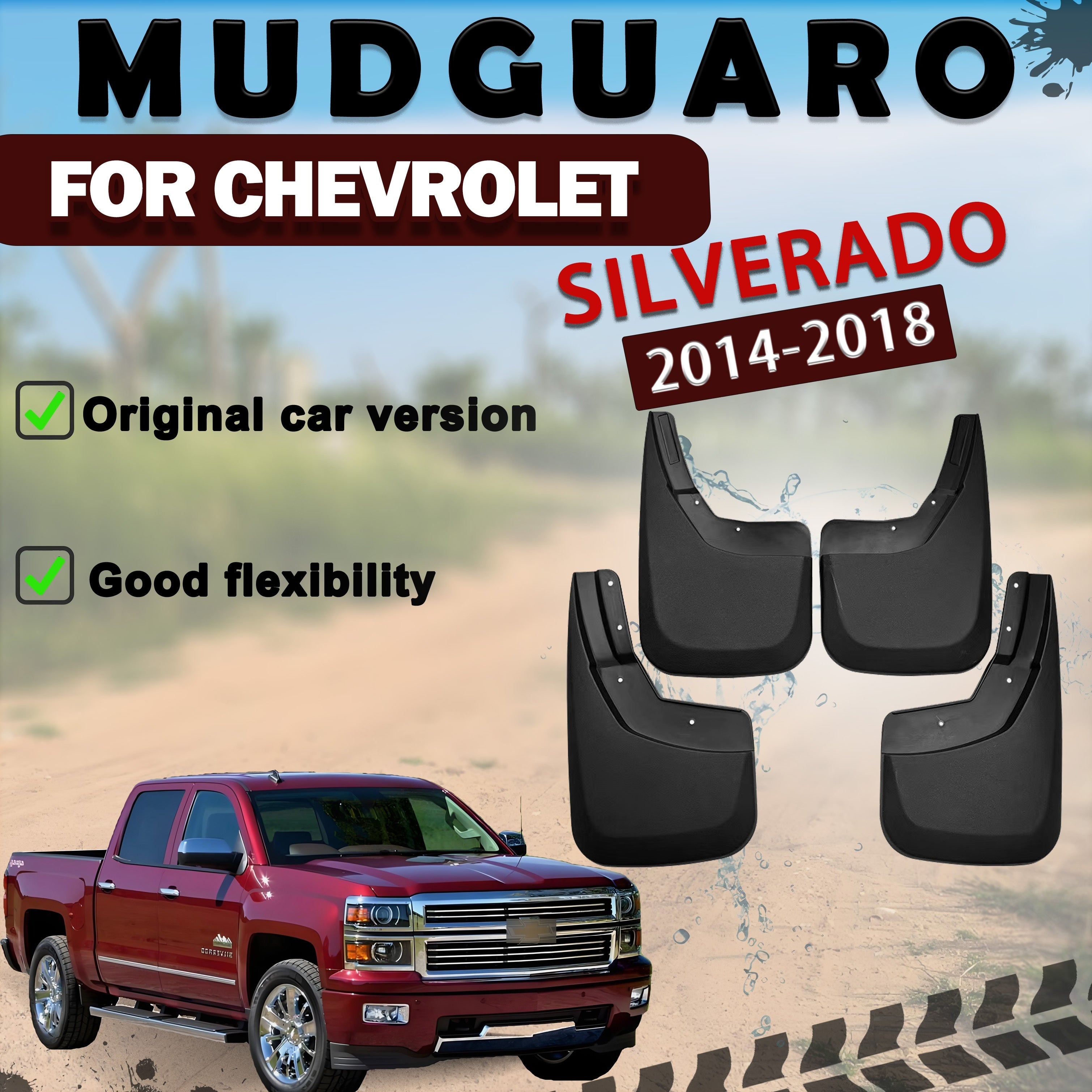 4Pcs Avtomobil fender himoyachilari to'liq to'plam bardoshli loy qum shina himoyachilari