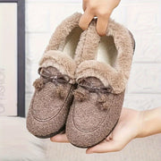 Women's Slip-On Loafers with Non-Slip Rubber Sole and Cozy Back for Home Use