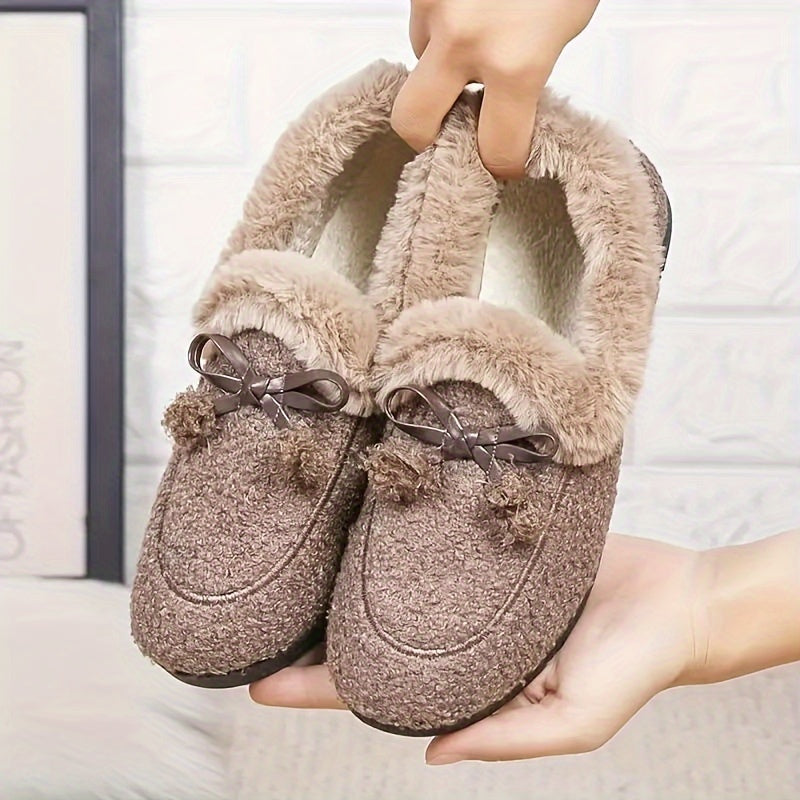 Women's Slip-On Loafers with Non-Slip Rubber Sole and Cozy Back for Home Use