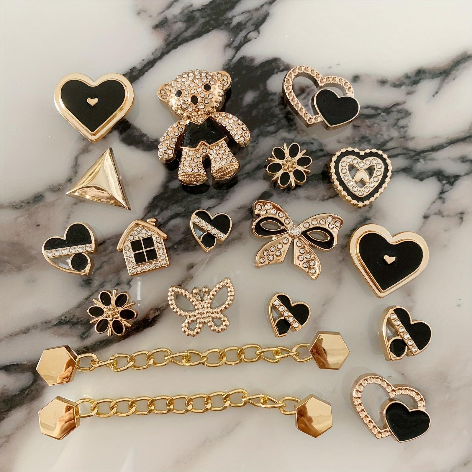 Kids Girls Shoe Charms Set with Bear Bow Hearts Detachable Accessories