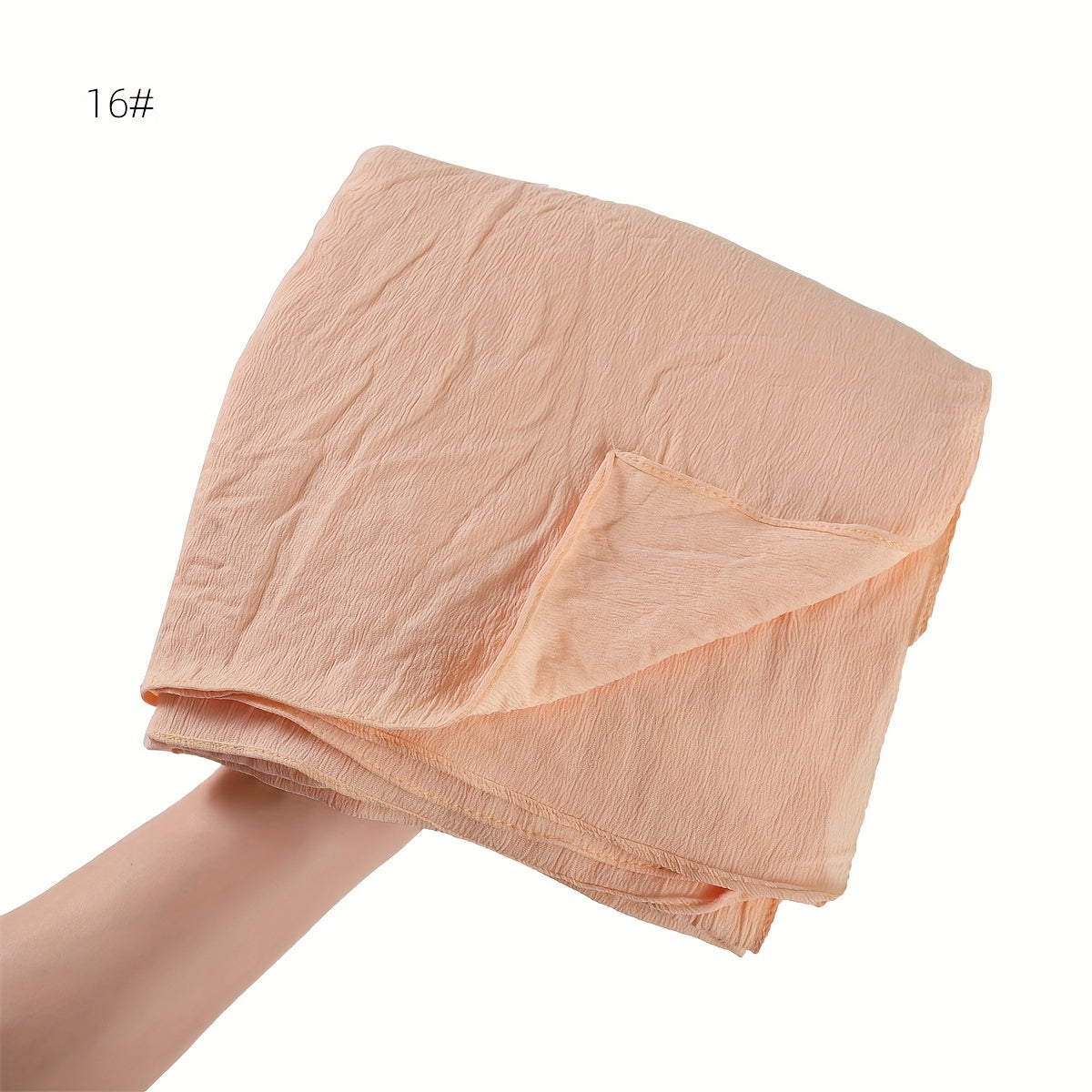 Breathable Muslim Women Hijab Solid Color Casual Crinkled Texture Sun and Wind Protection