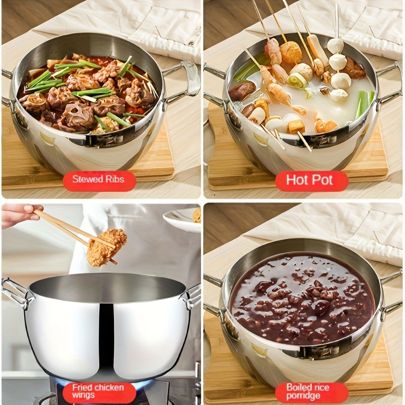 Durable 304 Stainless Steel Soup Pot for Gas Stovetops No Electricity Needed