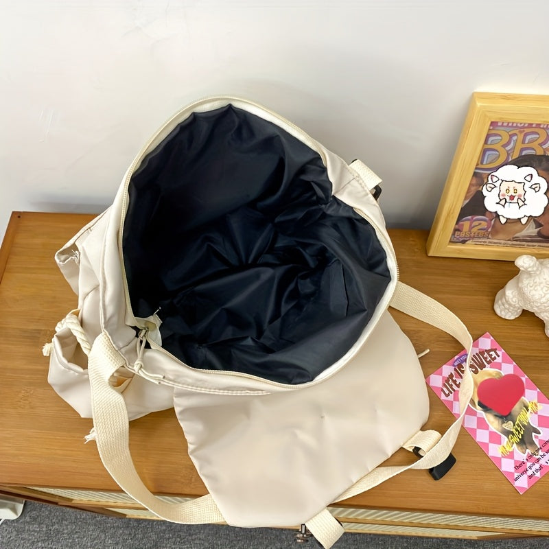 Bolso de nylon de gran capacidad estilo Harajuku para hombres y mujeres con diseño retro de ropa de trabajo y insignias