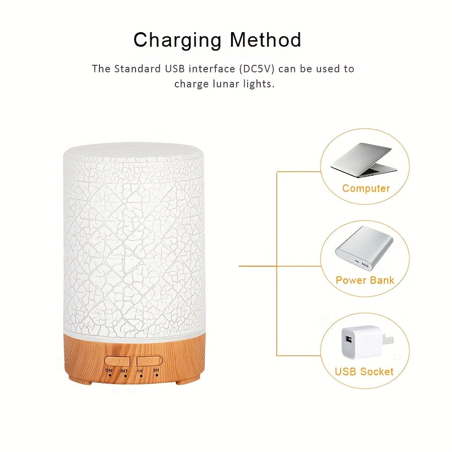 Difusor de aroma mini de 150ml, humidificador de aire con aceites esenciales y luces LED