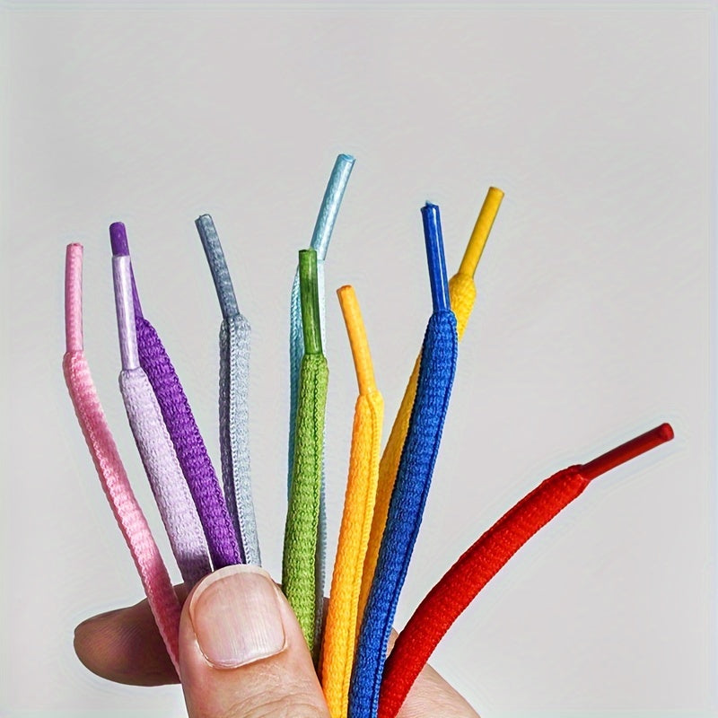 Unisex Polyester-Spandex Oval Shoelaces Solid Color Rainbow Accents
