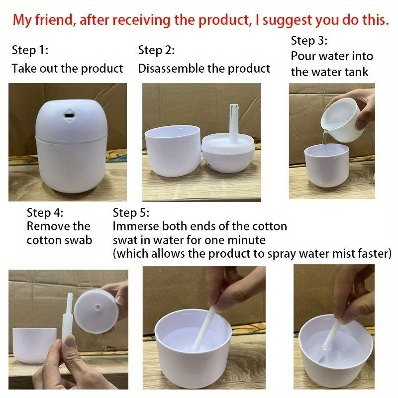 Mini Portable USB Cool Mist Humidifier with Aroma Diffuser for Office Car Bedroom Travel