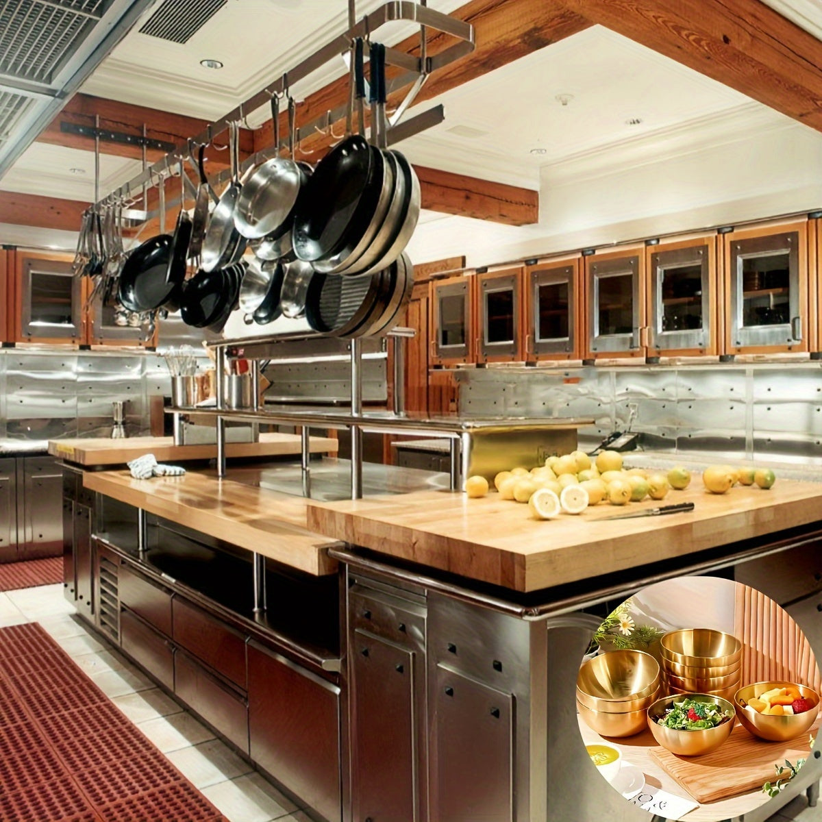 Juego de 4 cuencos para ensalada de acero inoxidable, resistentes a la oxidación, vajilla de cocina, frutas, fideos, horneado