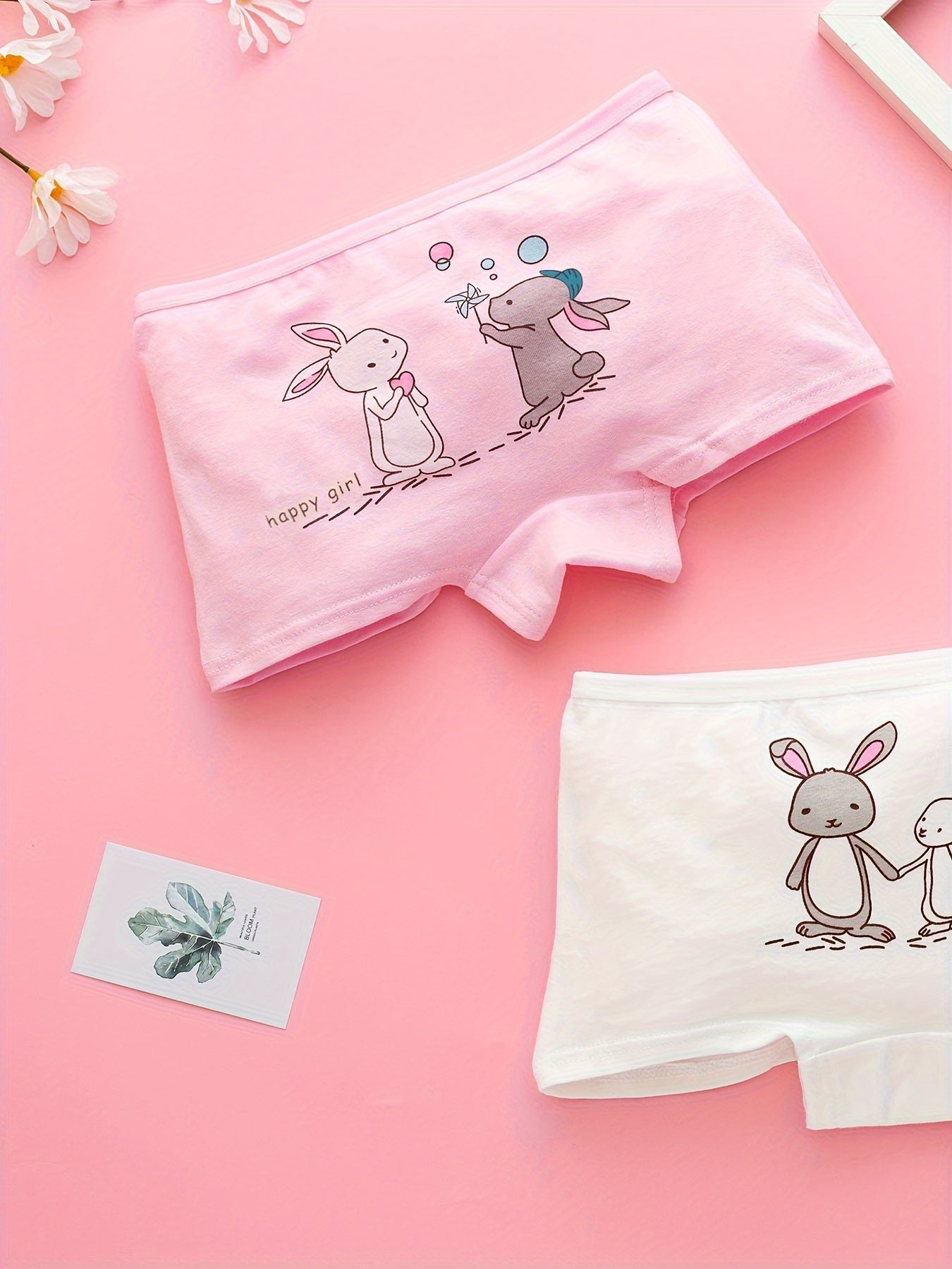 4 Bunny Girls' paxta qutichalari - Yoshlar uchun yumshoq, cho'ziluvchan va nafas oladigan ichki kiyim