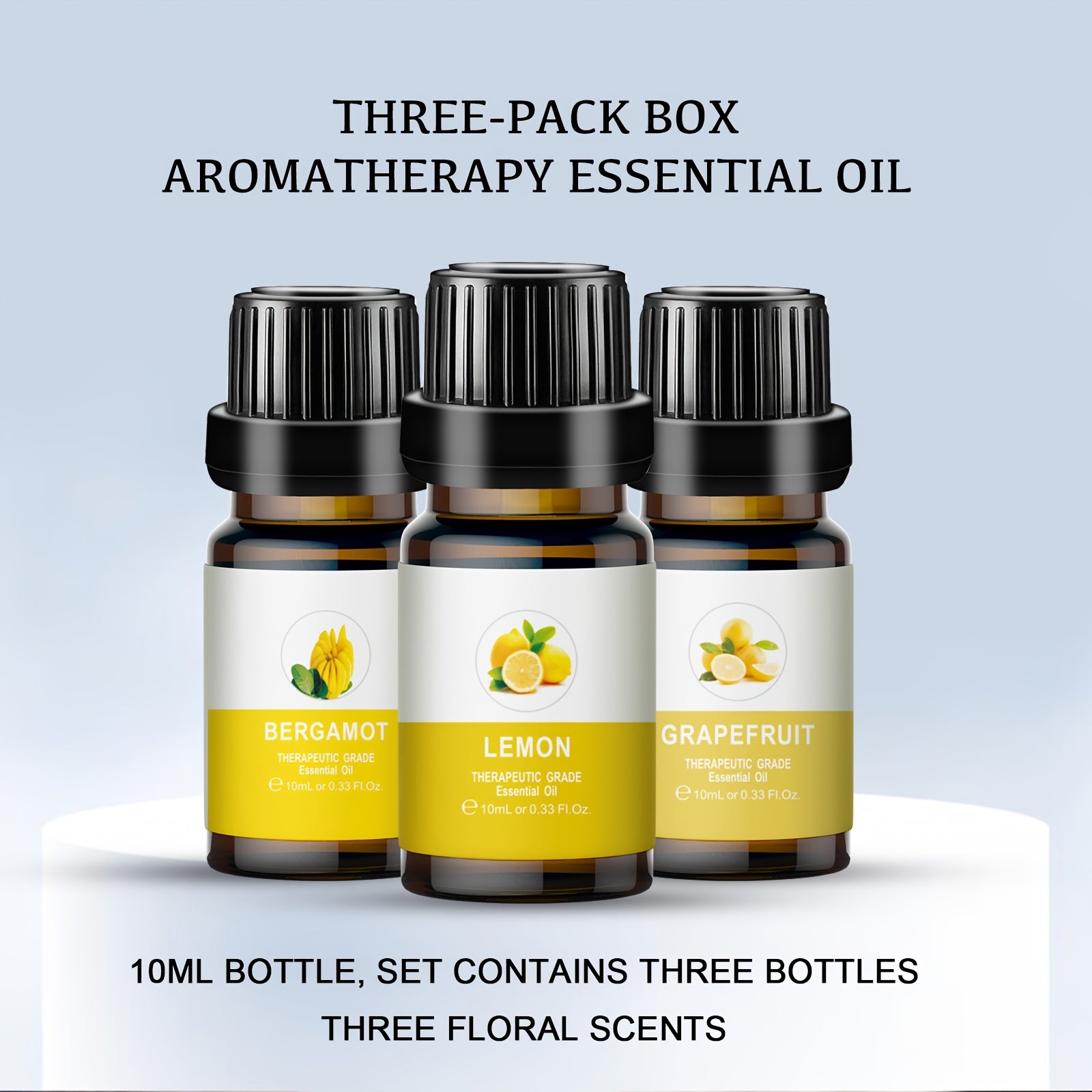 Aromatherapy Essential Oils Set Bergamot Grapefruit Lemon for Diffusers Humidifiers Car Use Under 1L
