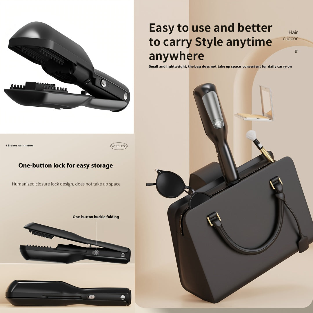 Cortapelos eléctrico automático con iones negativos, cuidado del cabello, recargable, desmontable, para mujeres