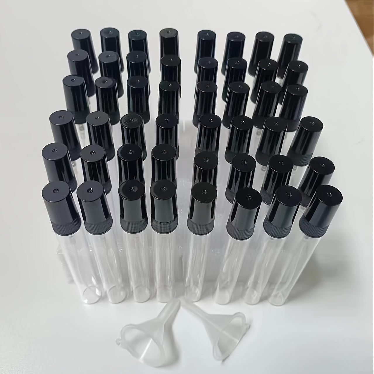 48 Pack Mini 10ml Glass Travel Spray Bottles Black and Transparent for Perfume Essential Oils