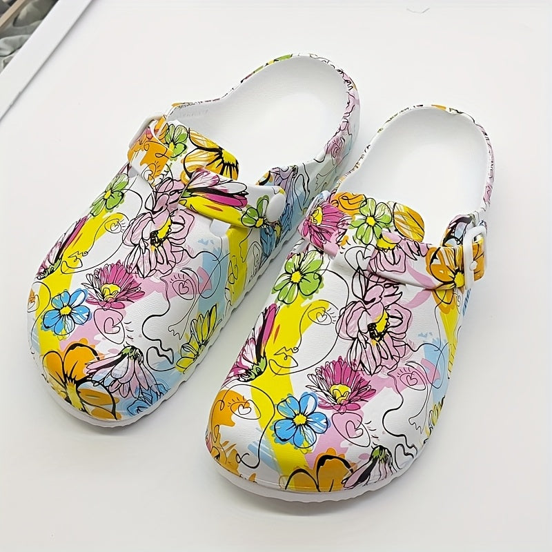 Women's Floral Butterfly Slip-On Slippers - Indoor Outdoor EVA House Shoes