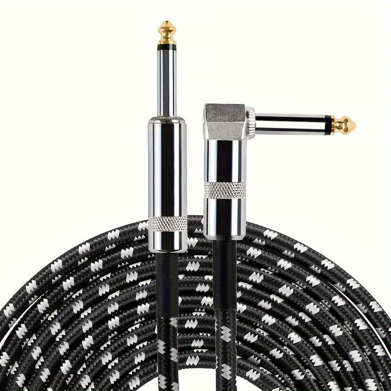 Low-Noise 1/4 Inch Guitar Cable with Right Angle Connectors 3.05m or 6.1m Black