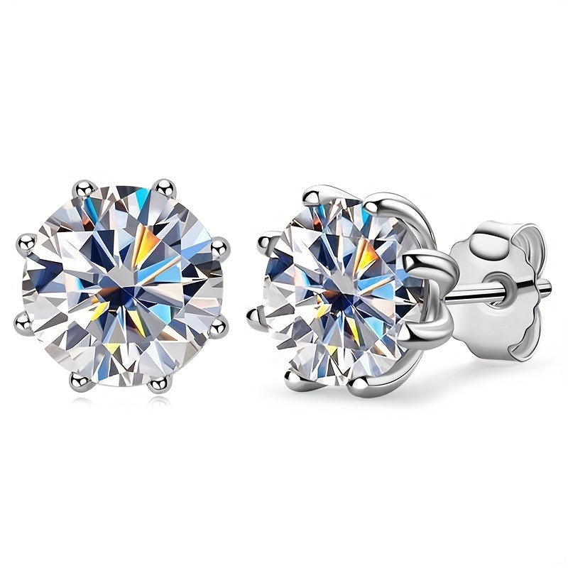 Ayollar uchun 4 Karat Moissanite stud taqinchoqlari, sterling kumush to'y zargarlik buyumlari