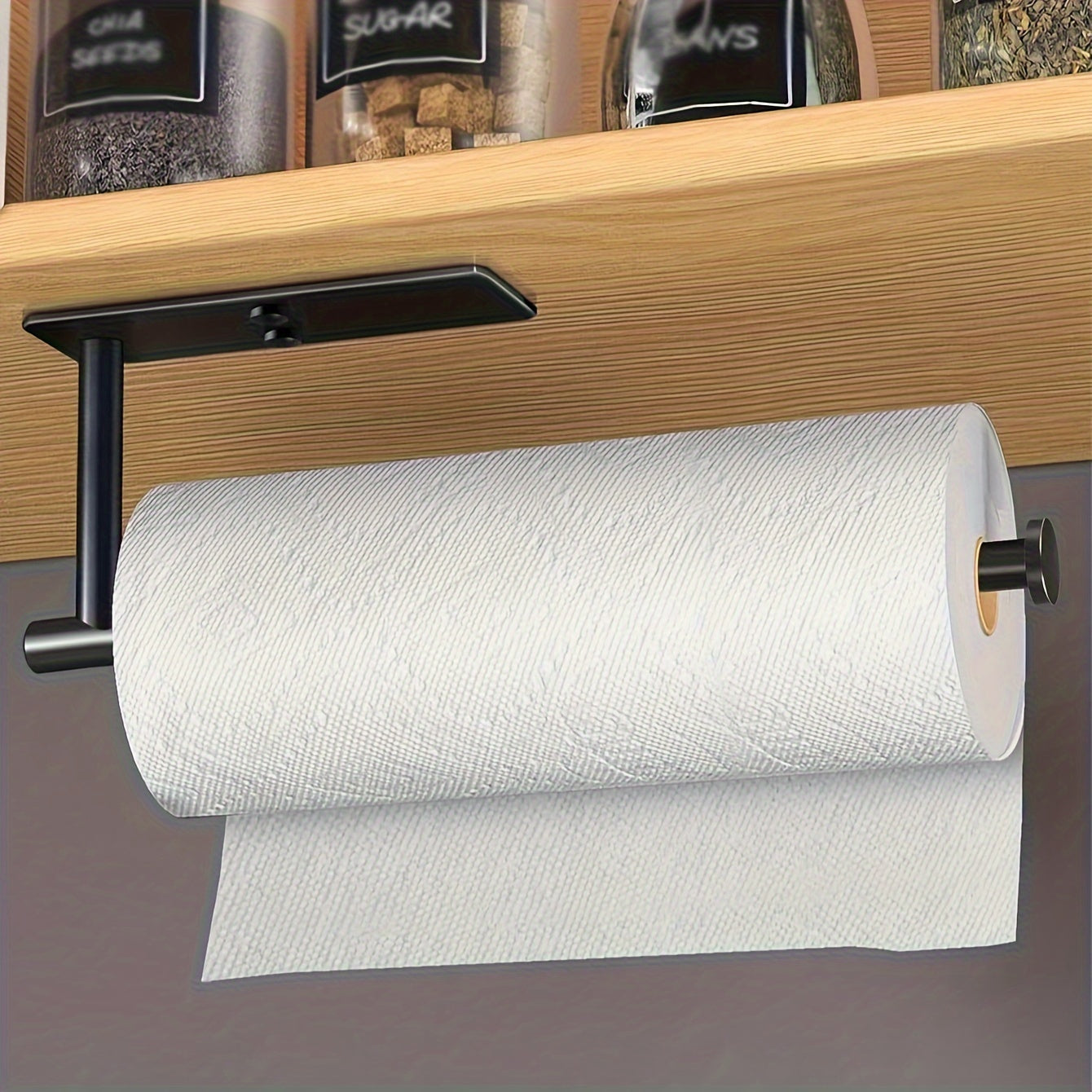 O'zbekcha: Oshxona uchun Noxush Po'latdan Qilingan Qog'oz Sochiq Tutgichi - O'z-o'zidan Yapishadigan O'rnatish - Ikkita Turdagi Yapishqoq va Vishkalar Kiritilgan - Shkaf Ostida Qog'oz Sochiq Ruloni Tarqatgich - Oshxona Tashkilotchisi va Aksessuarlar