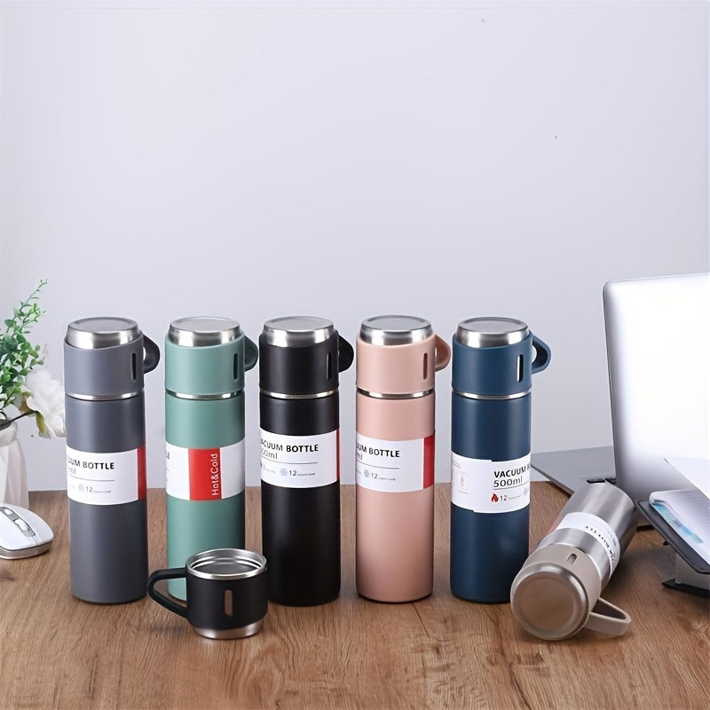 Stainless Steel Travel Mug Set with 3 Lids for Hot Cold Drinks