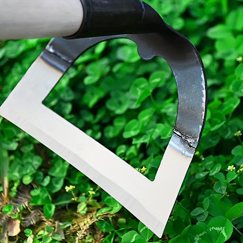Azada de jardín de acero al manganeso de uso pesado para deshierbe y cuidado del césped, herramienta grande y hueca