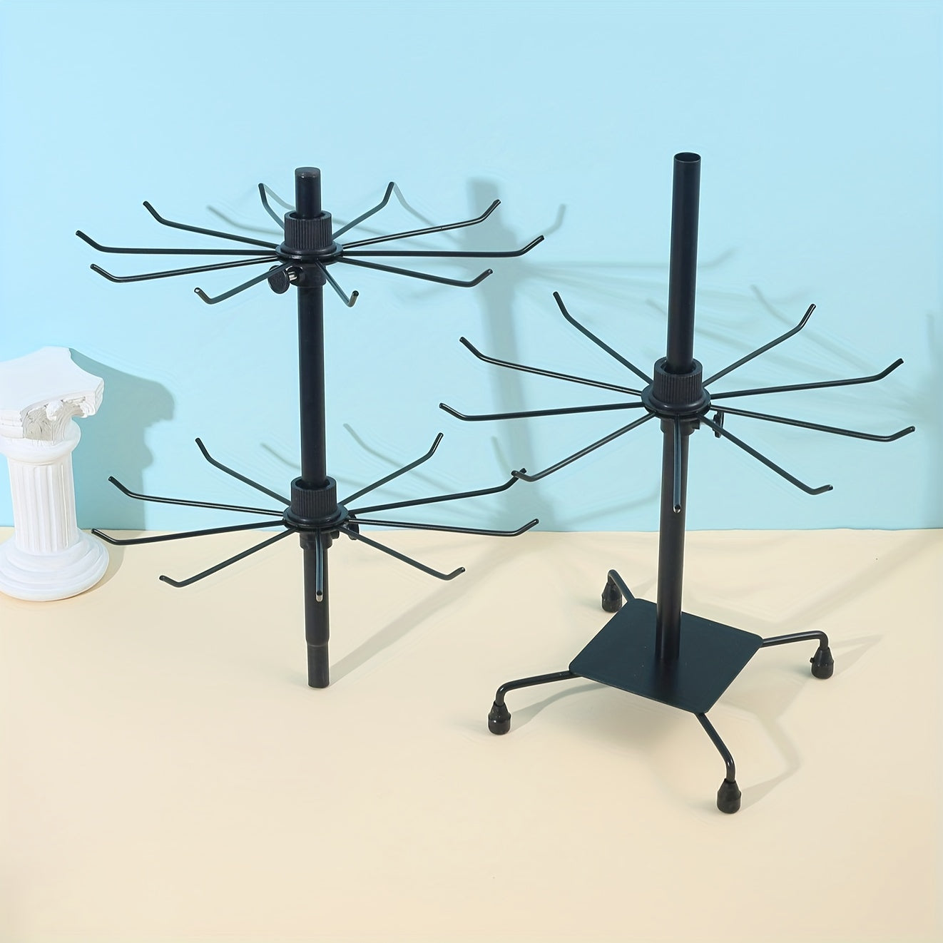 Металлическая вешалка для украшений с тремя вращающимися слоями для хранения ожерелий, серег, колец