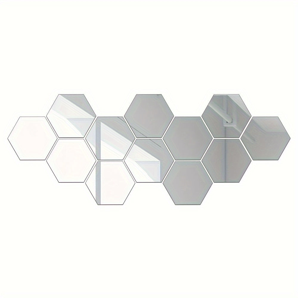 Hexagonal Wall Mirror Stickers for DIY Room Decor 72 Pieces