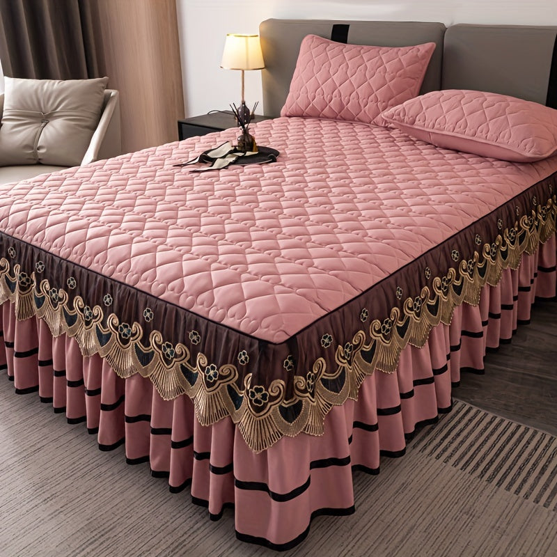 3 ta luks toʻqilgan shabada o'tkazuvchi, bir xil rangdagi yostiq qoplamali to'shak to'plami bilan to'shak qoplamasi to'plami