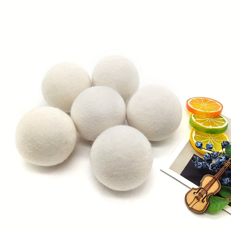 Wool Laundry Balls 6-Pack Natural Fabric Softener Dryer Balls Replaces Dryer Sheets