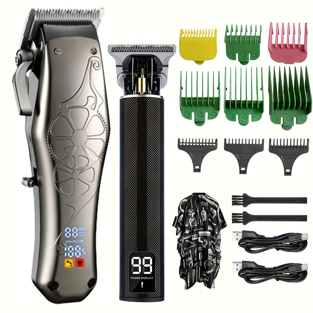 Беспроводные машинки для стрижки волос с ЖК-дисплеем, перезаряжаемый аппарат для стрижки для мужчин, парикмахеров