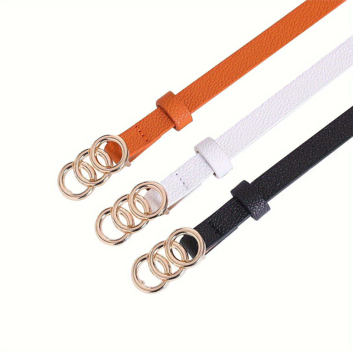 Набор из 3 ремней с пряжками с узором личи и множественными отверстиями для мужчин, повседневные из искусственной кожи для свадеб и вечеринок