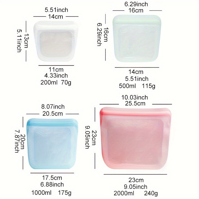 Mikroto‘lqinli pech uchun xavfsiz oziq-ovqat saqlash sumkasi, silikon, qayta ishlatiladigan, yopiq, oqib ketmaydigan, muzlatgichda saqlash uchun