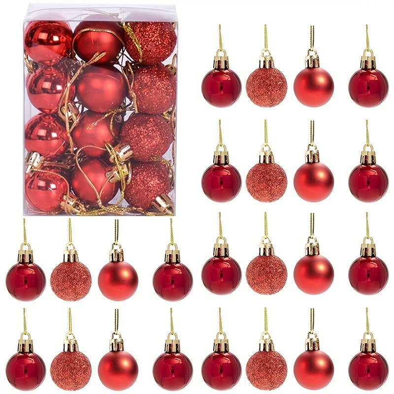 24-Piece Mini Shatterproof Christmas Tree Ornaments for Party Decorations