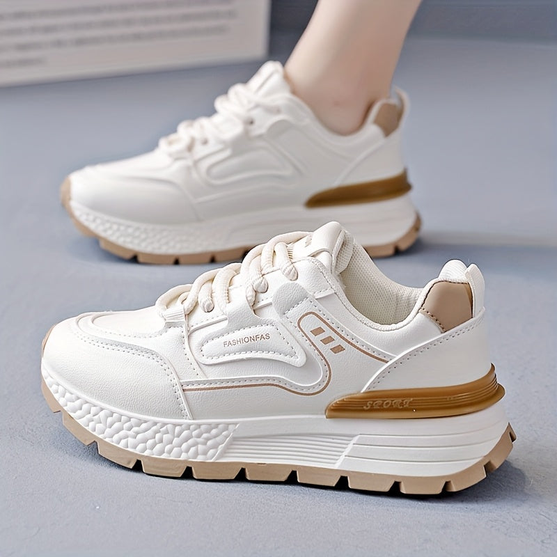 Women's Casual Sports Shoes Thick Sole Lace-up Outdoor Athletic Footwear